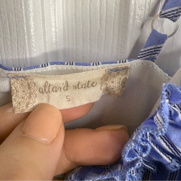 Altar'd State Blue and White Striped Mini Dress With Ruffle Trim Size Small GUC - Picture 5 of 6